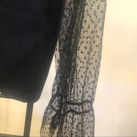 Vivid Mesh Long Sleeve Black Sweater - Picture 7 of 11